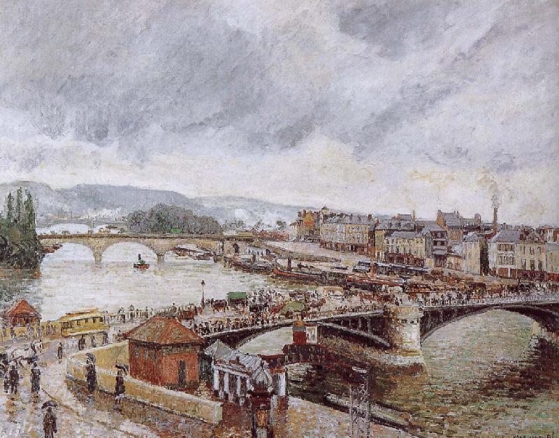 Camille Pissarro Rain Bridge France oil painting art